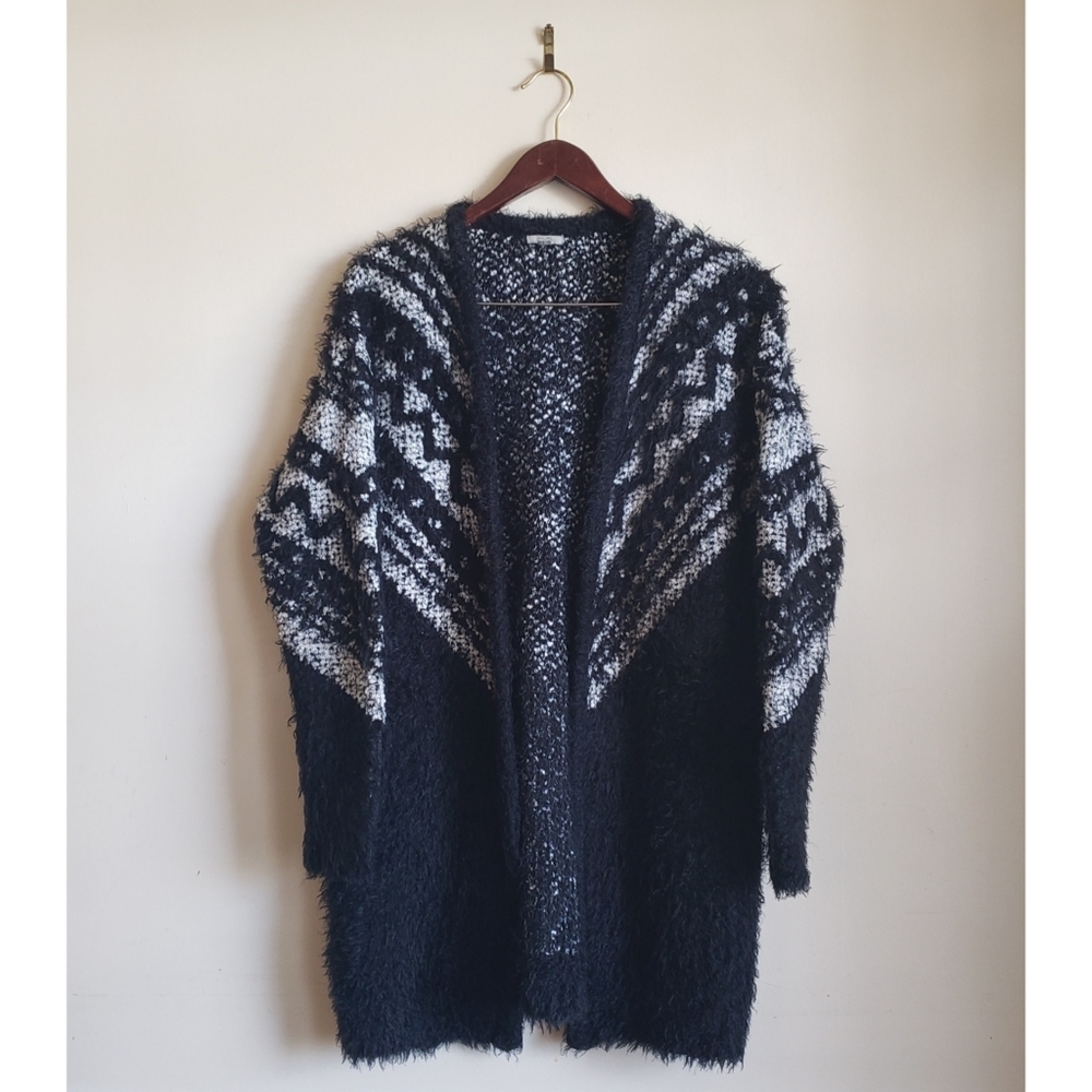 Ecote Eyelash Fuzzy Knit Oversize Longline Sweater